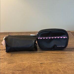 Mary Kay Black and Pink Cosmetic Mini Bag Duo